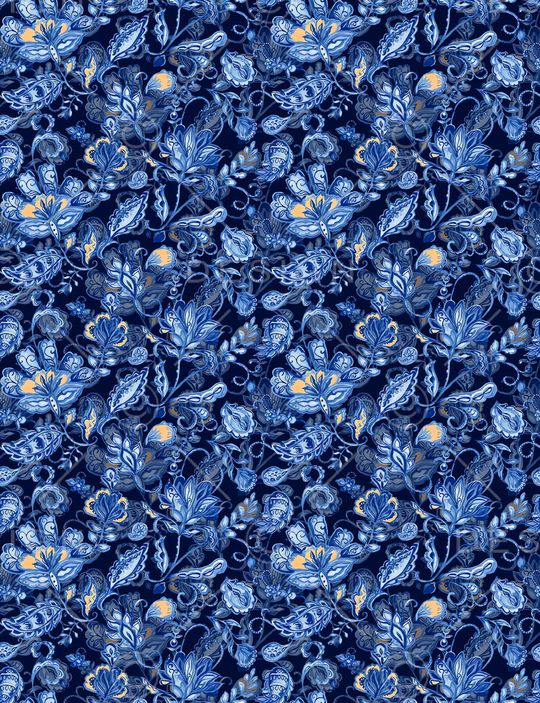 黑底花卉印花华亿平台图片