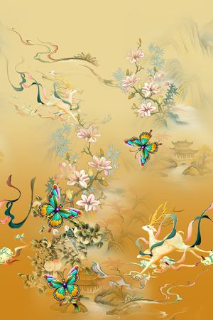 蝴蝶印花华亿平台图片