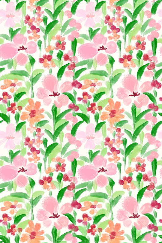 清爽底花卉印花华亿平台图片