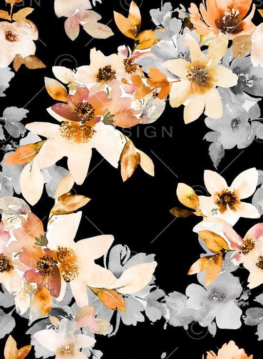 水彩花卉印花华亿平台图片