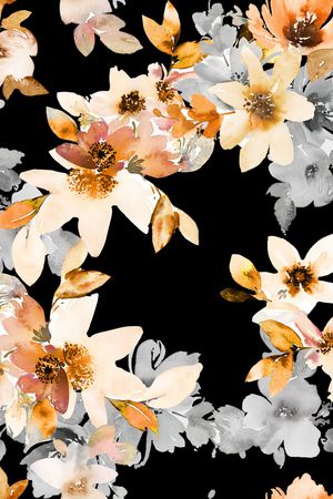 水彩花卉印花华亿平台图片