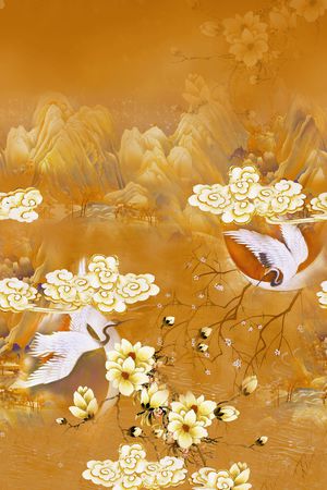 仙鹤印花华亿平台图片