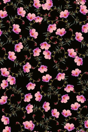 黑底花卉印花华亿平台图片