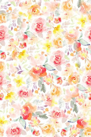 水彩花卉印花华亿平台图片