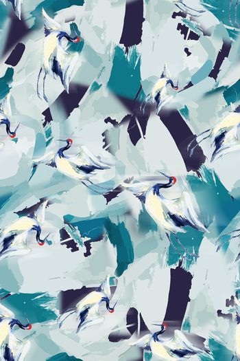 仙鹤印花华亿平台图片