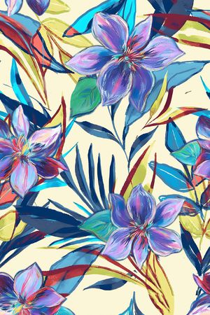 手绘花卉印花华亿平台图片