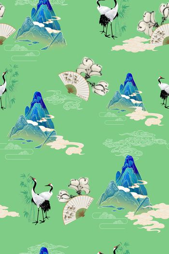 扇子印花华亿平台图片