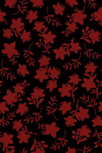 黑底花卉印花华亿平台图片