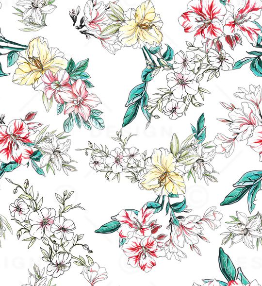 水彩花卉印花华亿平台图片