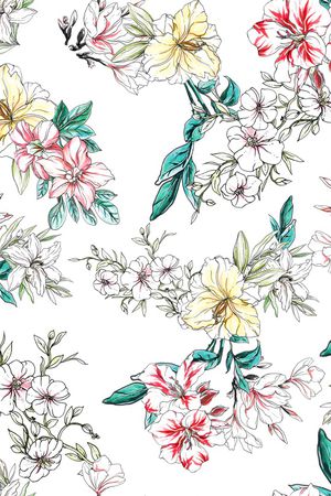 水彩花卉印花华亿平台图片