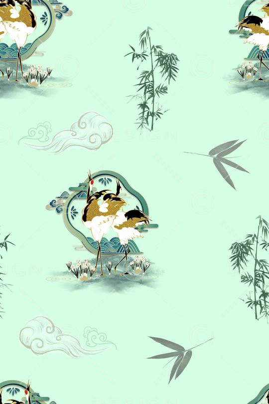 仙鹤印花华亿平台图片