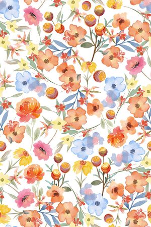 水彩花卉印花华亿平台图片