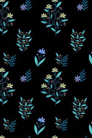 黑底花卉印花华亿平台图片