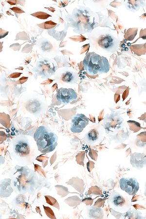 水彩花卉印花华亿平台图片