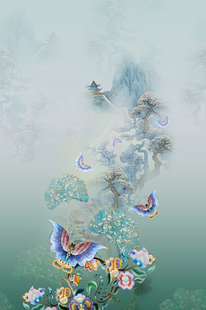 蝴蝶印花华亿平台图片