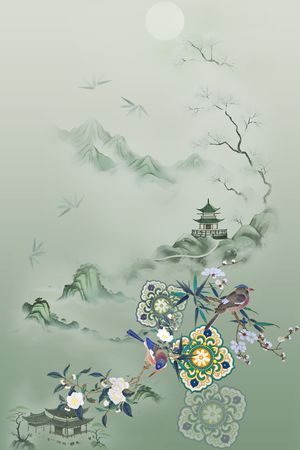 水墨风印花华亿平台图片