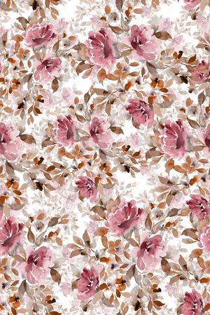 水彩花卉印花华亿平台图片