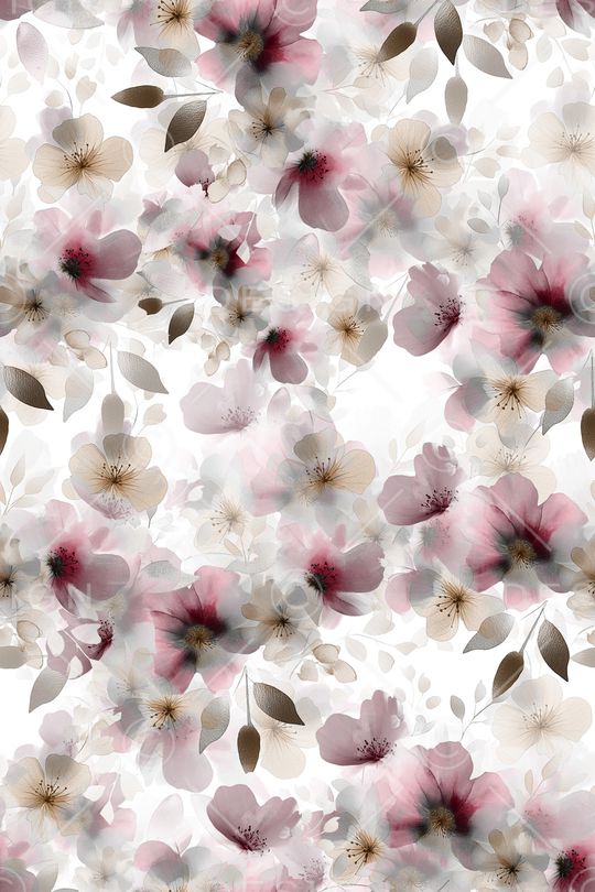 水彩花卉印花华亿平台图片