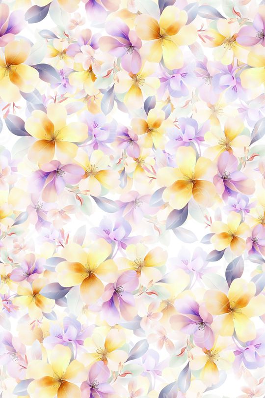 水彩花卉印花华亿平台图片