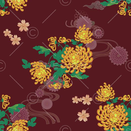 菊花印花华亿平台图片