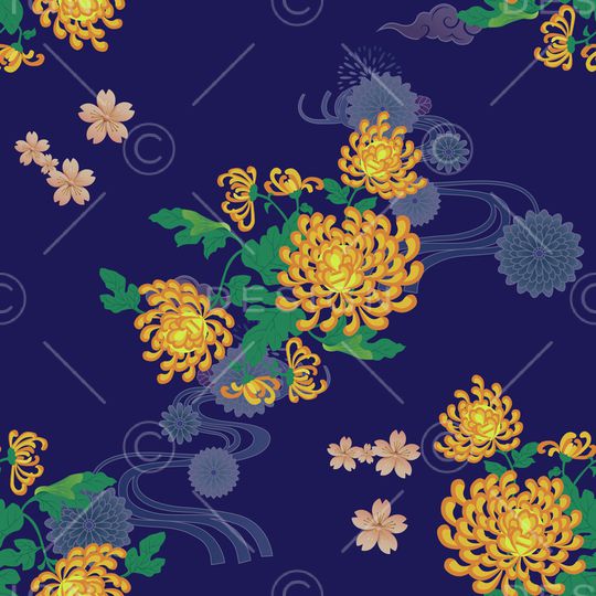 菊花印花华亿平台图片