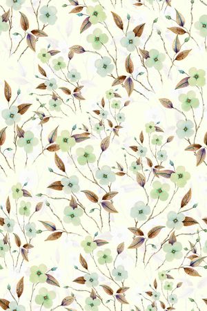 水彩花卉印花华亿平台图片