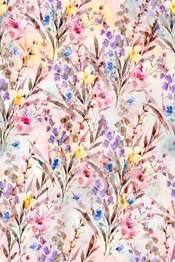 水彩花卉印花华亿平台图片