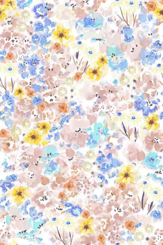 笔触花卉印花华亿平台图片