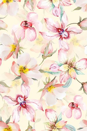 手绘花卉印花华亿平台图片