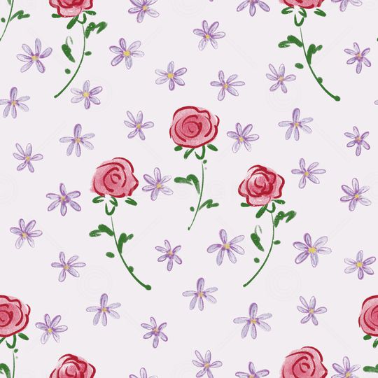 手绘玫瑰印花华亿平台图片