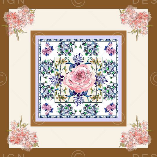 水彩花卉印花华亿平台图片