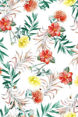 清爽底花卉印花华亿平台图片