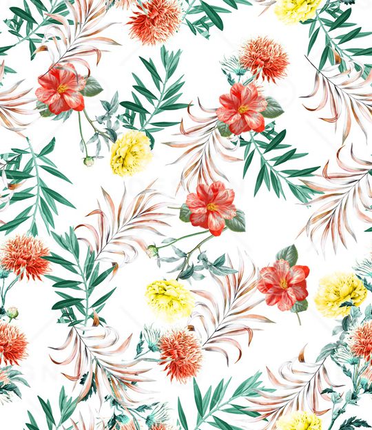 清爽底花卉印花华亿平台图片