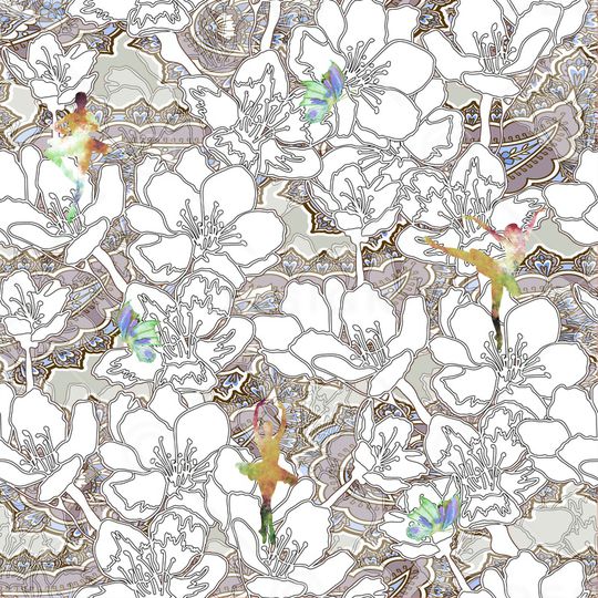 线条花卉印花华亿平台图片