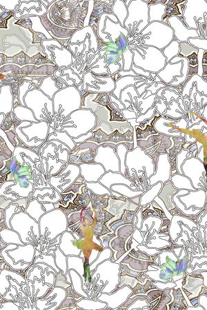 线条花卉印花华亿平台图片