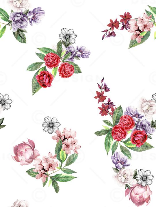 清爽底花卉印花华亿平台图片