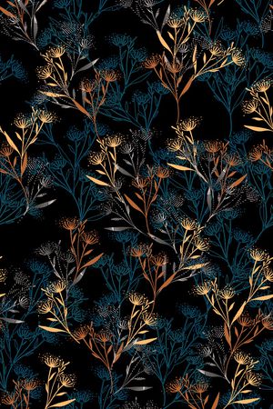 黑底花卉印花华亿平台图片