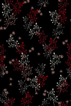 黑底花卉印花华亿平台图片