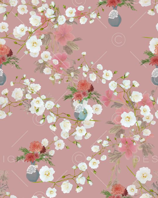 水彩花卉印花华亿平台图片