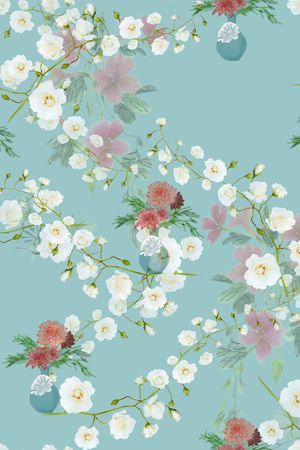 水彩花卉印花华亿平台图片