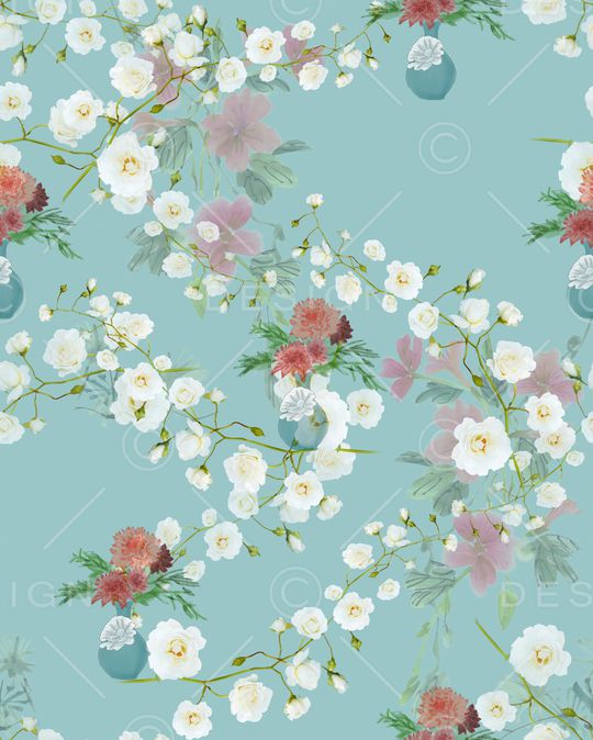 水彩花卉印花华亿平台图片