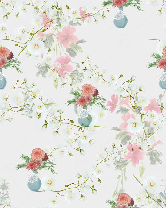 水彩花卉印花华亿平台图片