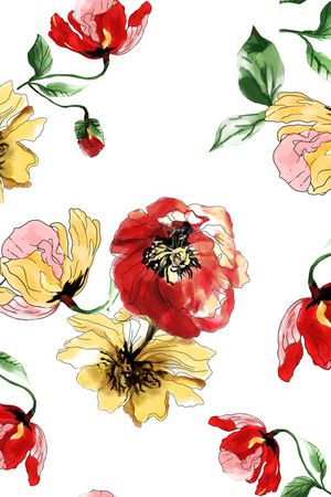 水彩花卉印花华亿平台图片