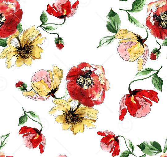 水彩花卉印花华亿平台图片