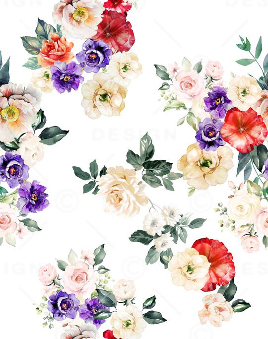 水彩花卉印花华亿平台图片
