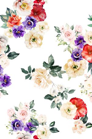 水彩花卉印花华亿平台图片