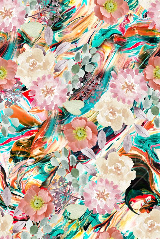 水彩花卉印花华亿平台图片