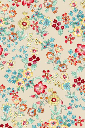 清爽底花卉印花华亿平台图片