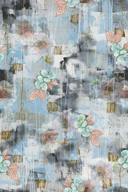 水彩花卉印花华亿平台图片