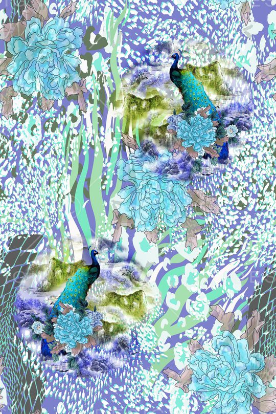 孔雀印花华亿平台图片